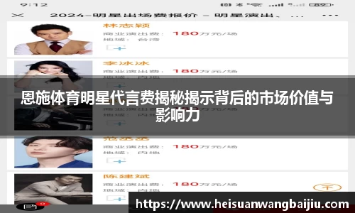 恩施体育明星代言费揭秘揭示背后的市场价值与影响力